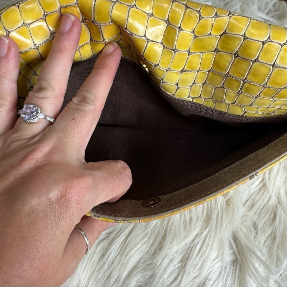 GiGi New York Handbag Handcrafted Womens Yellow Python Leather Bag - Picture 9 of 12
